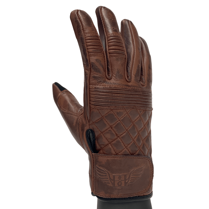 Cafe Quilted Leather Motorcycle Gloves Merla Moto